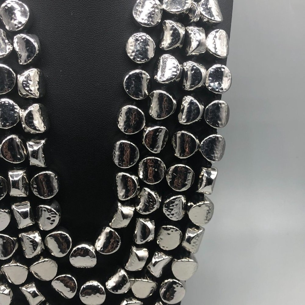 Chico's Multi-Strand Silver Disc Statement Necklace - Picture 5 of 11